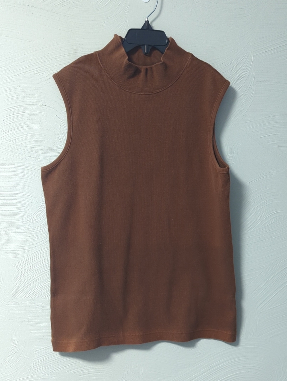 Brown Sleeveless Mock Neck Top
